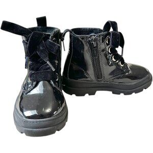 H&M Boots Baby Girl's Size US 7 Black Lace Up Zipper on the side, Pre-owned
